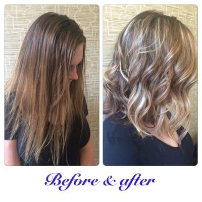 This was a big change! This is a baylage highlight technique with 2 different shades of blonde. Cut & color by Lindsi!