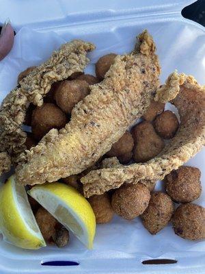 Catfish and fried mushrooms