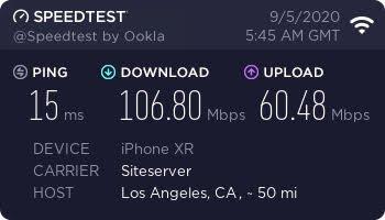 Speedtest from my iPhone (connected via wifi to the router, not cellular)