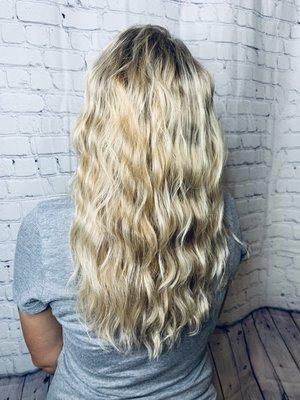 Love the mermaid curls, always adds slinks free with any color service. Any hot tool that is