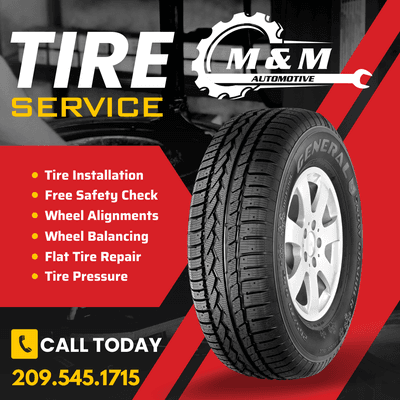 Tire services at M&M Automotive: expert repairs and replacements for all vehicles. Visit mmauto.net for top-notch auto care in Modesto.