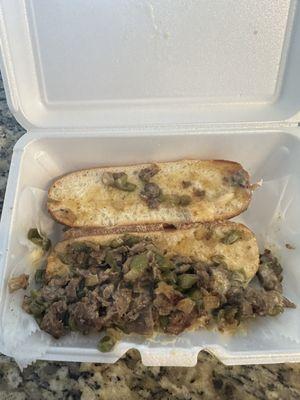 Really good Phillly cheesesteak to go. Delish!