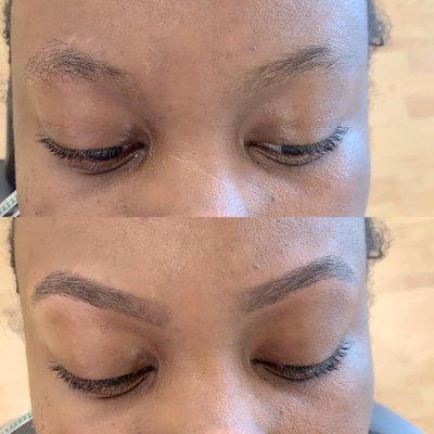 Eyebrow threading and tinting.