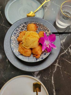 Fried banana and ice cream