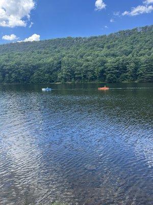 Pretty clean water and kayaks