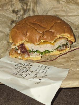 Fried turkey club sandwich