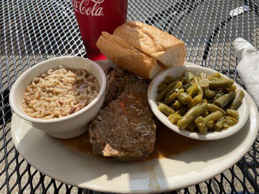 Today's Plate Lunch was Meatloaf with two sides.