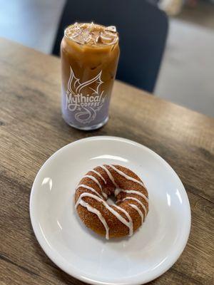 Lavender & Blueberry Latte and churro donut