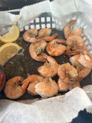 Shrimp--slightly larger than a quarter.