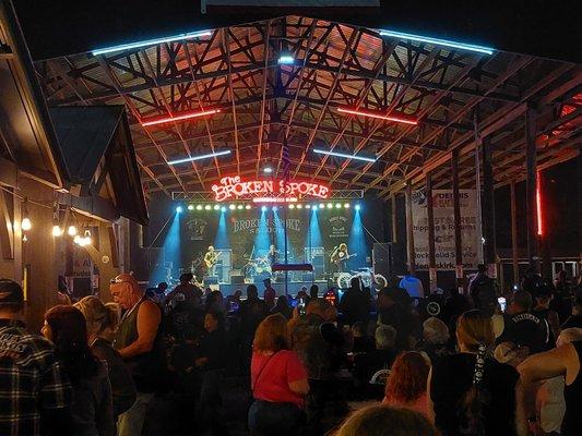 Great view of the event stage even behind a crowd and the main bar.