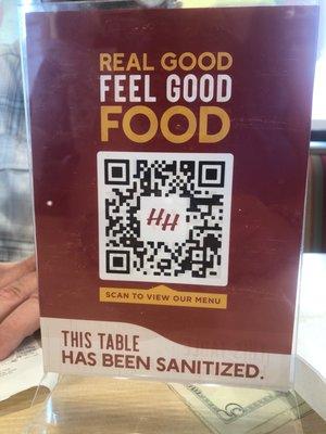 QR code for menu