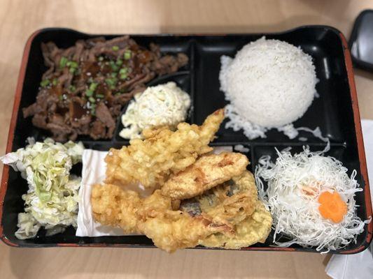 Combo- beef teriyaki and tempura