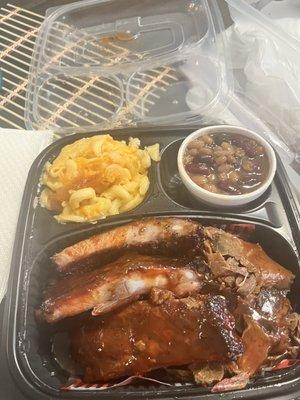 Double Meat Platter Ribs and Brisket. They charge $4 extra for the brisket w/ Mac & Cheese and baked beans.