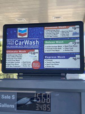 Car Wash pricing