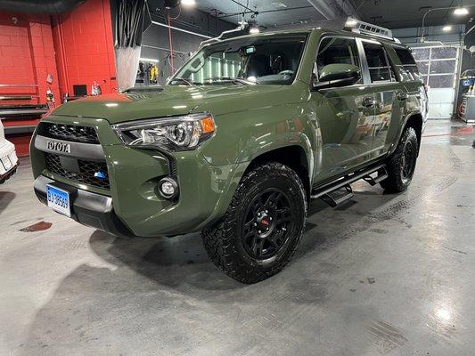 2023 4 Runner 
3 step paint correction 
4 layer ceramic coating
Window tints 
Full frontal PPF