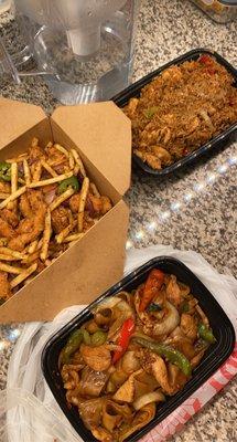 $29.99 for 3 entrees. Catering Angry Style Chicken Crispy Chicken Breast 53. Pad Khee Mow 43. Basil Fried Rice