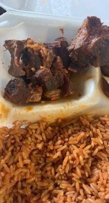 Goat with jollof