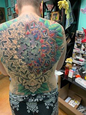 Faith session, three years after we started, got some nice coloring in, just under 2 hours, like the leaves.