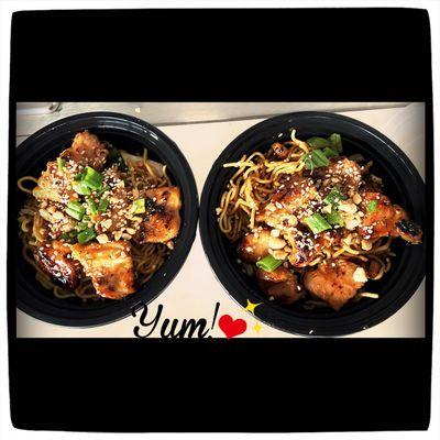 Chicken Yakisoba noodle bowls! So pretty and sooo yummy!