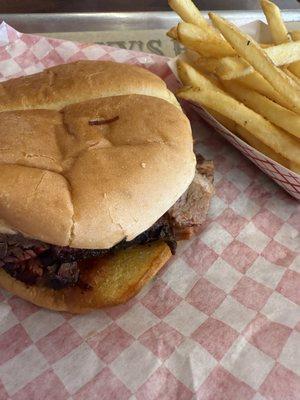 Sliced Brisket Sandwich Basket with Fries