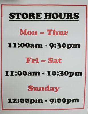 This is the new store hours during the pandemic.