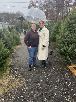 Picking a tree in the rain!