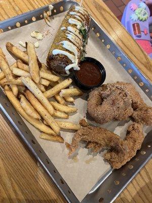 Crispy Chicken Crispers with corn