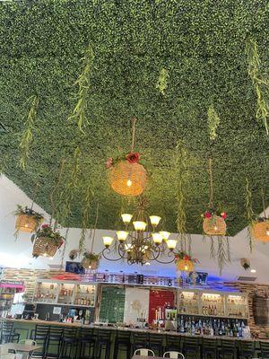 Ceiling decor and bar area