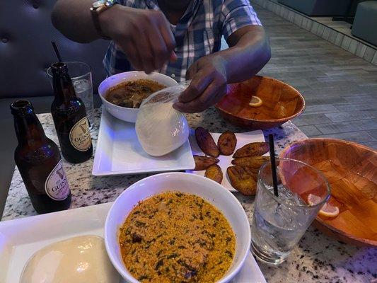 Egusi Soup and fried plantain