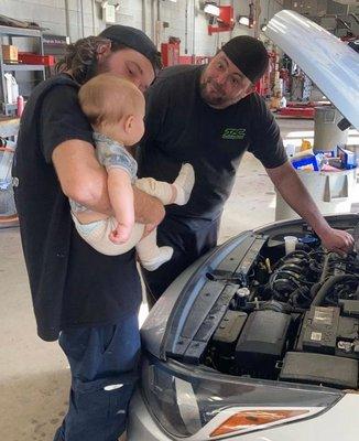 Joe, joey jr, and Greg
teaching him how to take care of mommys car