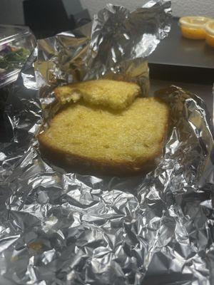 The homemade garlic bread...