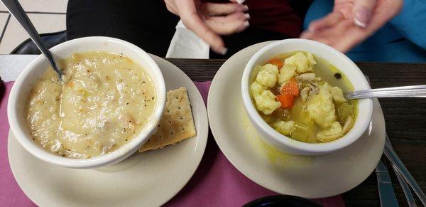 Clam chowder  Chicken dumpling