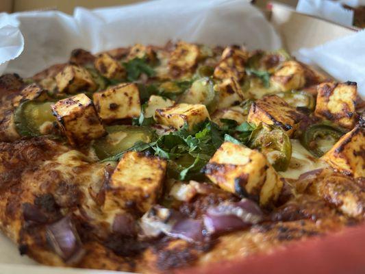 Vijayawada Paneer Pizza - super spicy. My mouth is on fire