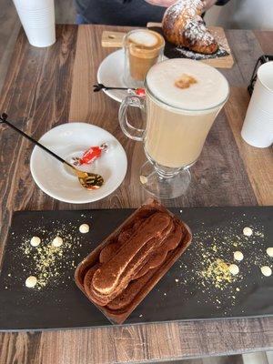 Tiramisu and a large latte. The drinks came with a little candy as well (that I forgot to try!)