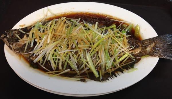 Steamed Whole Flounder with Ginger and scallion