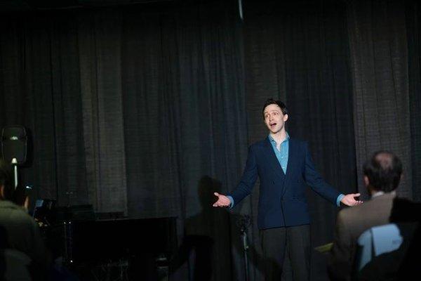 Performing at a preview event for my opera, Stranger From Paradise