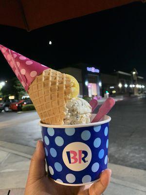 Triple-Scoop Waffle cone (in a cup so I don't make as much of a mess and can share)