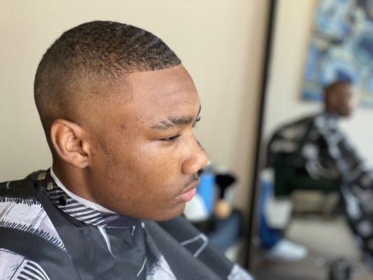 High bald fade with eyebrow slits by Kisa