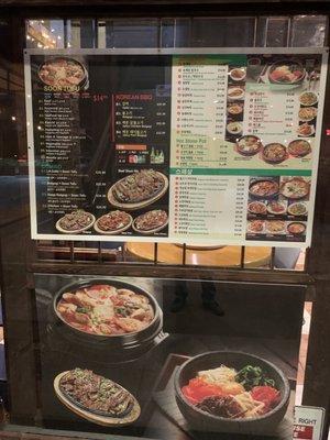 Cho Dang Tofu menu in the window