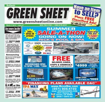 The Redlands Green Sheet Over 20,000 Green Sheet Readers Each Week!