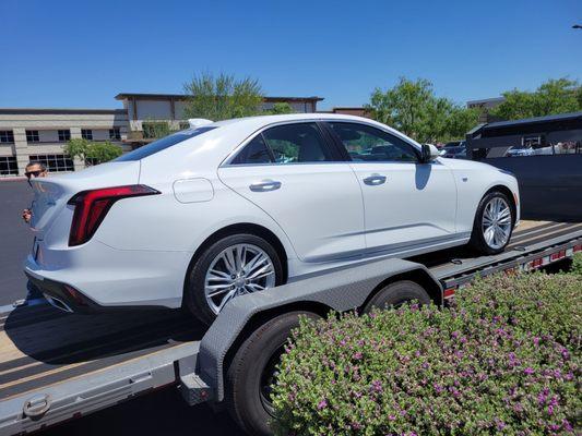 Our new car being unloaded! Even the delivery guy was great to deal with!