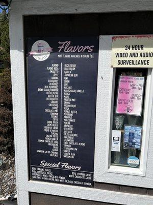 Flavor menu