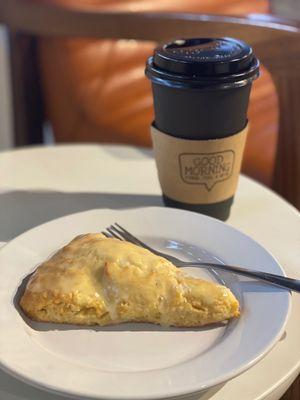 Orange scone with a latte. Yum!