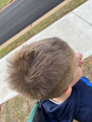 Terrible haircut.