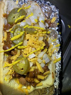 Classic loaded chili dog