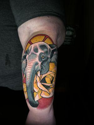 Neo traditional elephant tattoo