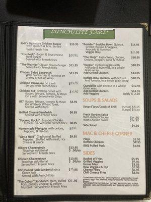 Lunch/Dinner menu