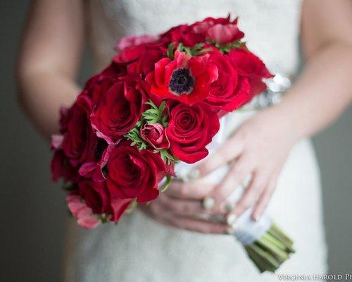 Maryann's Red Bouquet of Roses and Anemone. Lovely!