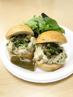 Baba ghanoush on house made rolls, w/ olive tapenade