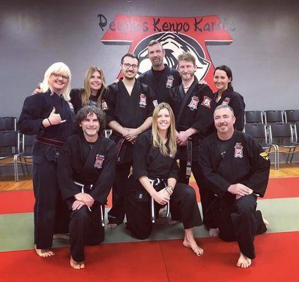 2023 Adult Black Belts Candidates in the front row. They all passed!!!